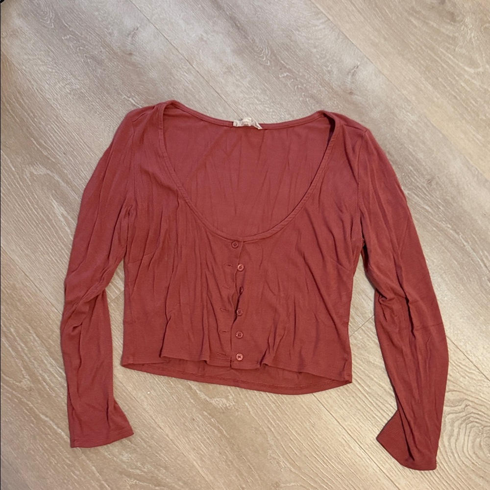 La Hearts Terracotta Button-Down Shirt